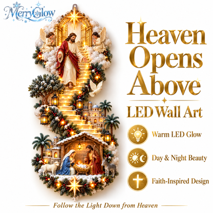 Heaven Opens Above — Jesus Nativity LED Wall Art